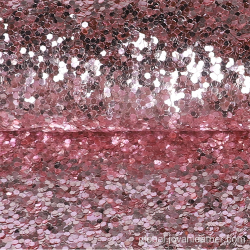 Glitter Pu Artificial Leather Pink Chunky Glitter Synthetic Leather Faux Leather Supplier
